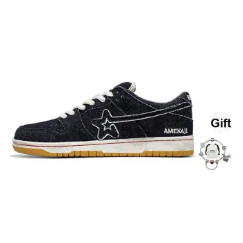 RIPSTAR SKBD Low Maxes AMEKAJI Denim Anti Slip Wear Resistant Low Top Skateboard Shoes Unisex Original Tannin