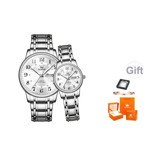 OLEVS Кварцевый механизм ремешок из нержавеющей стали унисекс белый циферблат