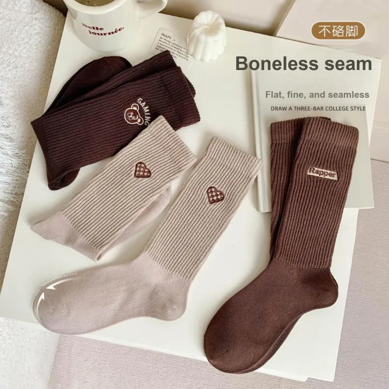 XXLLG Spring And Fall Mid Calf Socks Women's 4 Pack-1