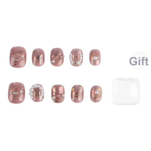 Song Biography Розовый Кошачий глаз Модный Утонченный Жемчужный False Nail Короткий Квадрат And Круглый 15 мм