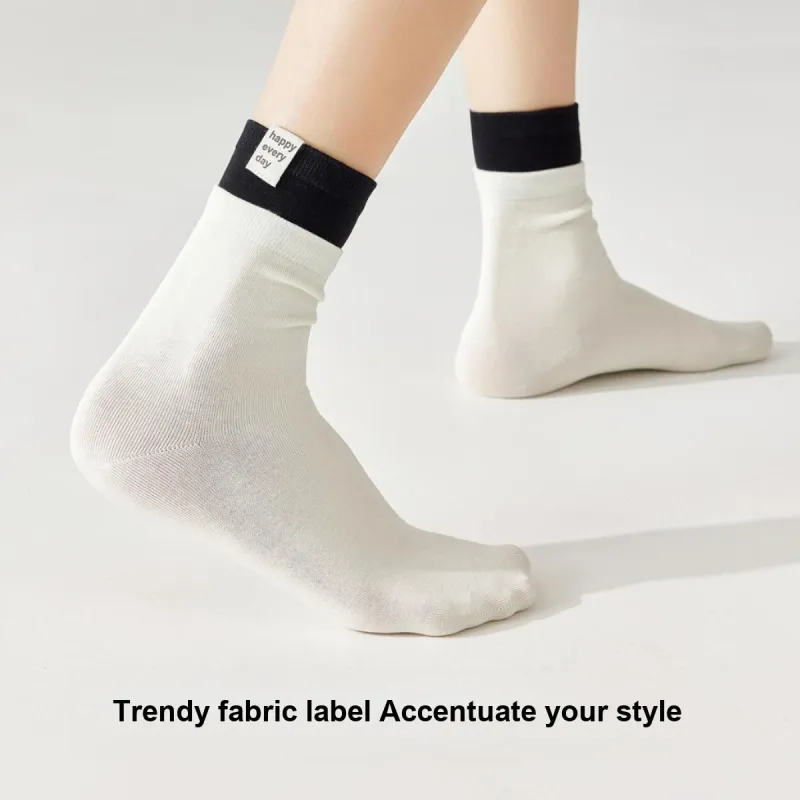 Temooues Mid Calf Socks Women's Combo Set-4