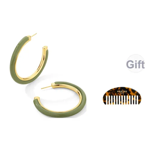 Agatha Серьги из меди и сплава женские цвет матча зеленый