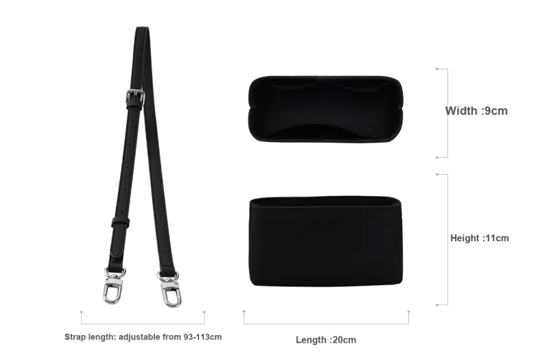 Kim Yeon-sha Felt Lining Bag Liner Storage Medium Bag Square Bag Combination Shoulder Strap Buy Unisex Black-2