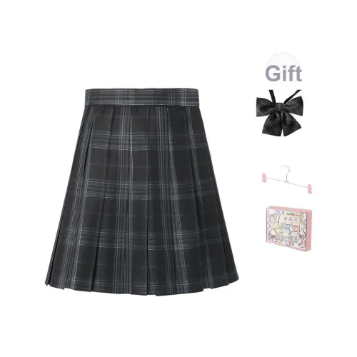 RIMUXINGHE [Звезда Остров 43см] Клетчатая Юбка + Арочные Галстуки Женская Униформа