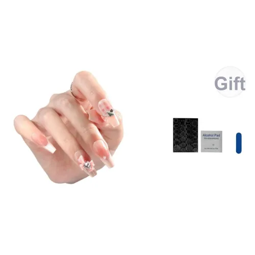 OUYUJI False Nail Овал Квадрат MID Длина Светло-розовый Smudge Coquette