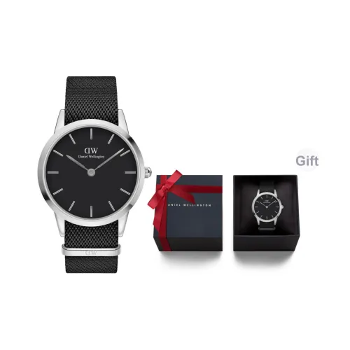 Daniel Wellington Men's Watches Кварцевый механизм Нейлоновый ремешок Черный циферблат