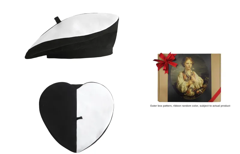 VALLEYOUTH Vintage Irregular Shape Berets Unisex Black White-1
