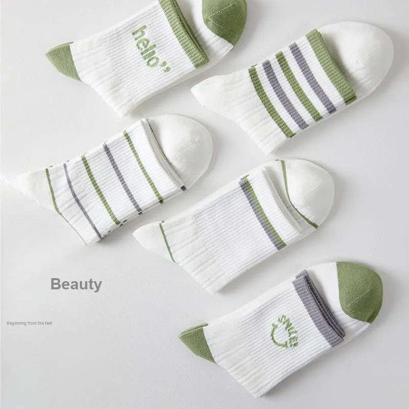 MIIOW Mid Calf Socks Women's 5 Pack-4