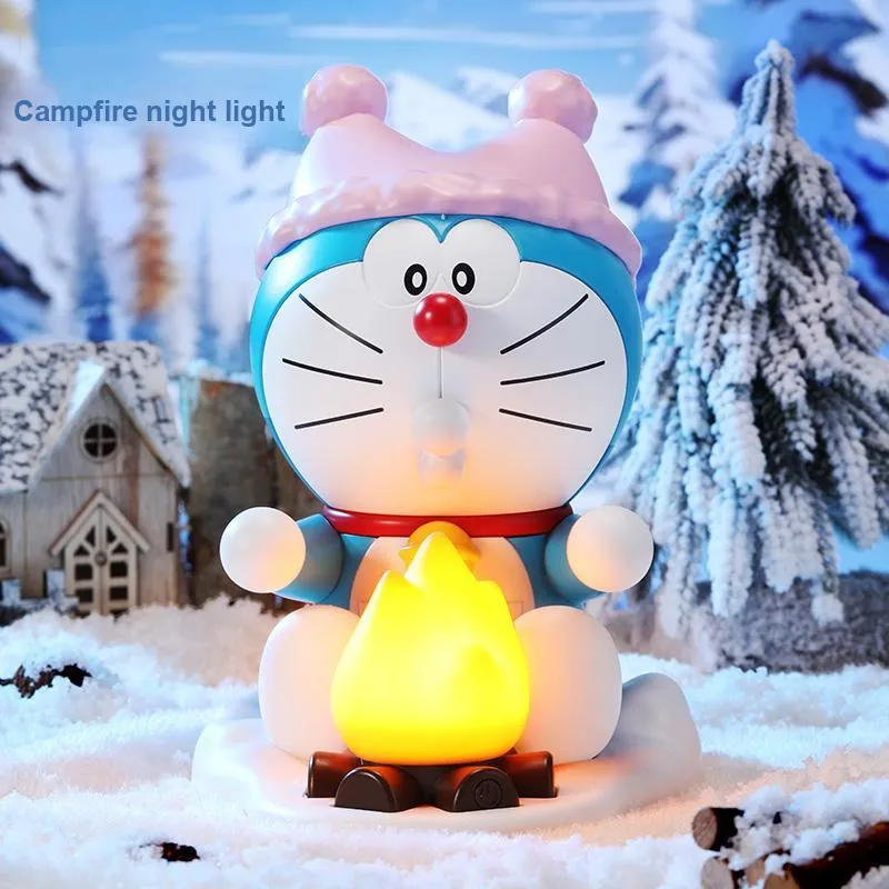 ROCK Doraemon Characters Ornament Night Light Cute Styling Comfortable Warm Light Chibi Figures-3