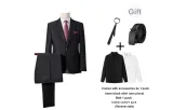 Clothing Sets (Black Business Suit+Black Suit Pants) with Tie+Black Shirt+Belt+Cotton Socks