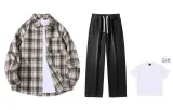 Coffee Shirt+Black Jeans (Comes with Short-Sleeved Shirt)