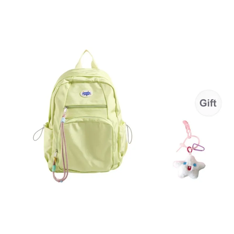 Yalu Nylon Fabric Backpack Unisex Mint Green/Green/Blue-5
