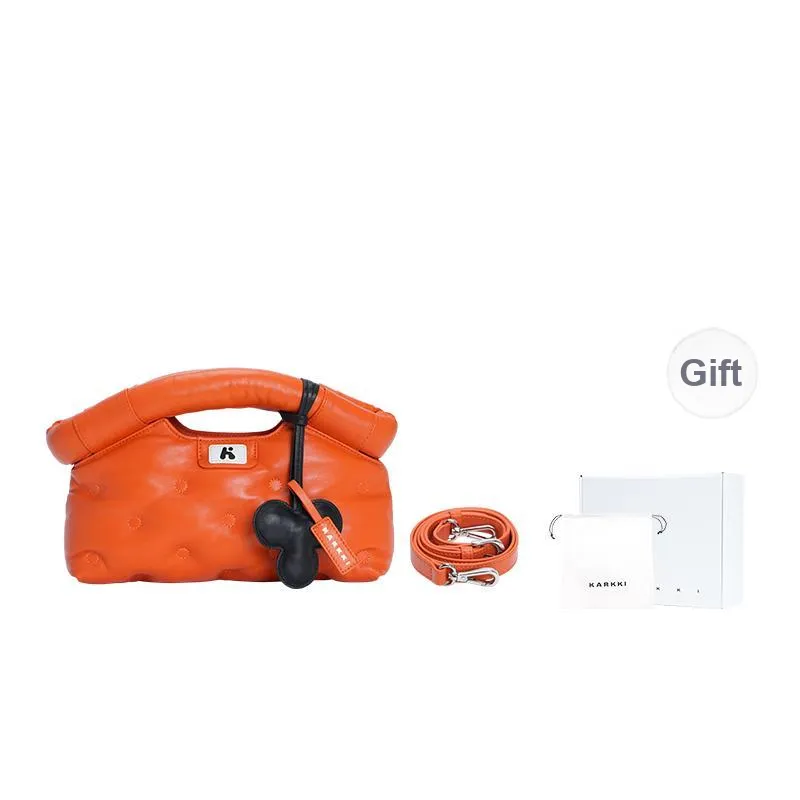 Karkki Fashion Premium Designer Style Lambskin Clutch, Crossbody Bag Small Size Women
s Orange