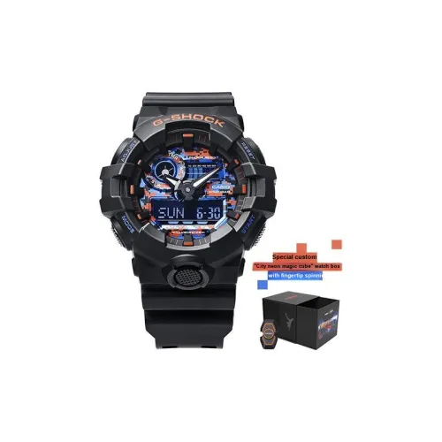 CASIO Liquid Crystal Analog Dual Display Series Кварцевый механизм Смольный ремешок Часы Мужские Черный циферблат