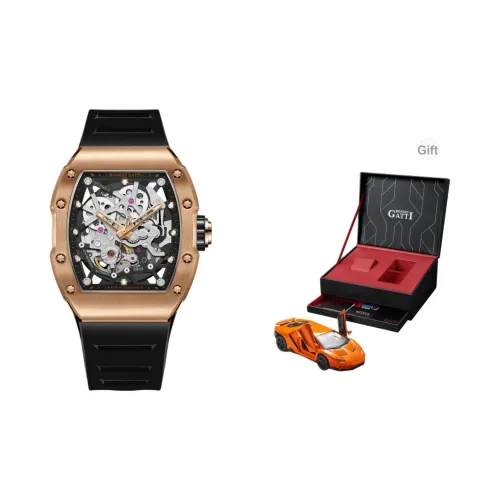 BONEST GATTI Phantom Time Автоматический Механический Механизм Резиновый Ремешок Часы Мужские Часы Черепный Циферблат