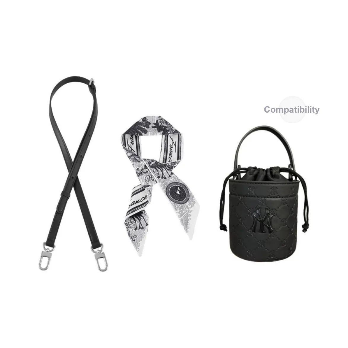 Lan Bao Fan Acrylic/Microfiber Polyurethane Perfume Crossbody Bag Chain Silk Scarf Accessories Unisex White Black Pink