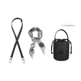 Black Adjustable Shoulder Strap 93-113cm+Butterfly Silk Scarf