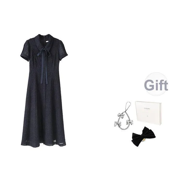 Fstudio Темно-синий Женские Короткие Платья с Рукавами