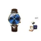 Brown Leather Medium Gold Blue Dial
