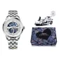 White Dial Blue White Case Silver Steel Band