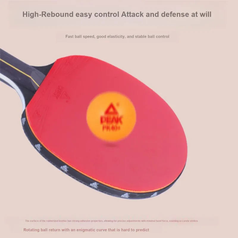 PEAK Ping Pong Paddles Unisex Seven Layer Solid Wood Sponge Red-1