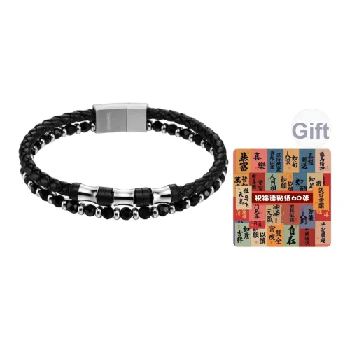 TIANWANG Стальной Китайский Модный Тренд Нишевый Художественный Стиль Черный и Серебряный Браслет с Бусинами Унисекс