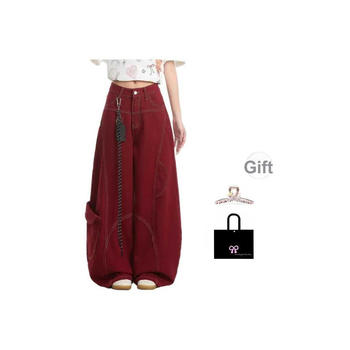 Aimilian Бургунди Женские Джинсы