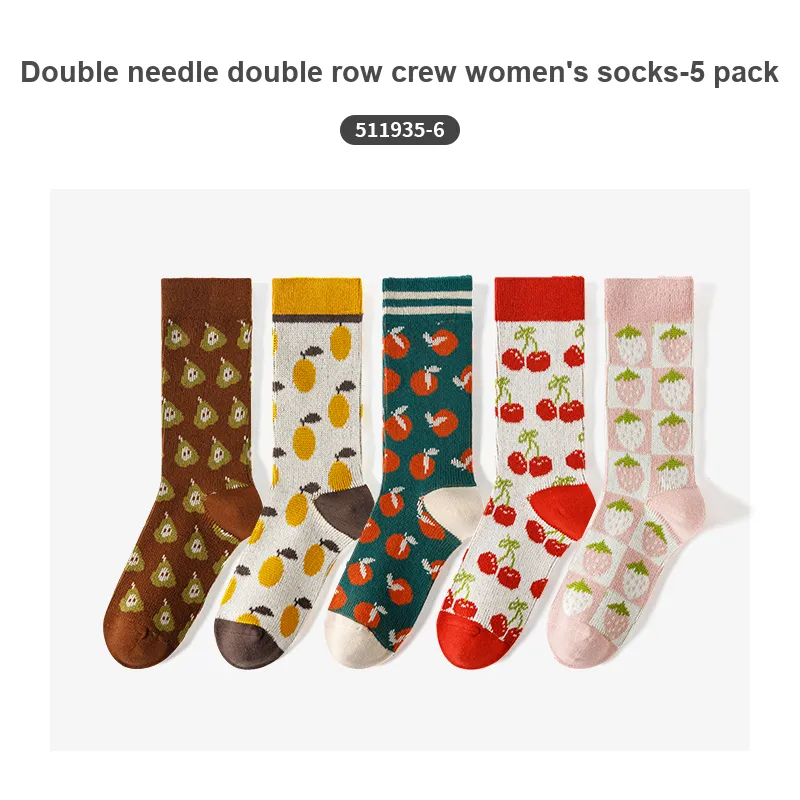Caramella Mid Calf Socks Unisex 5 Pack Color Block-6
