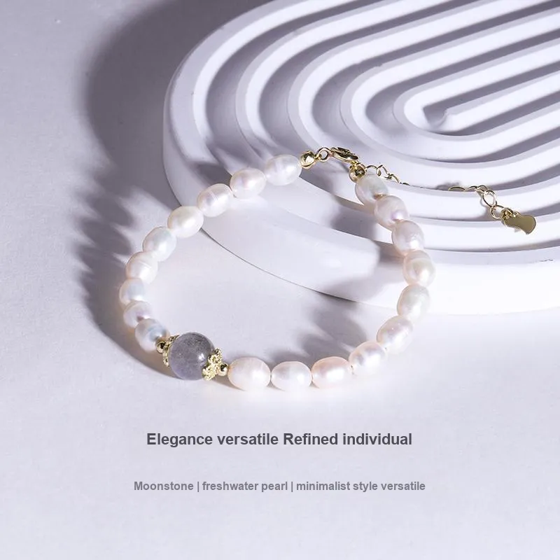 IDOKAWA Freshwater Pearl Bracelets Women's White Gray-1