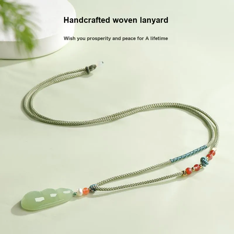 YINXIANGMOU Hetian Jade Necklaces Pale Greenish White Jade Unisex-6