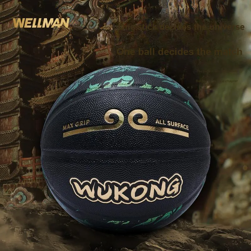 WELLman PU Basketball Black Gold Size 7 Training Unisex-3