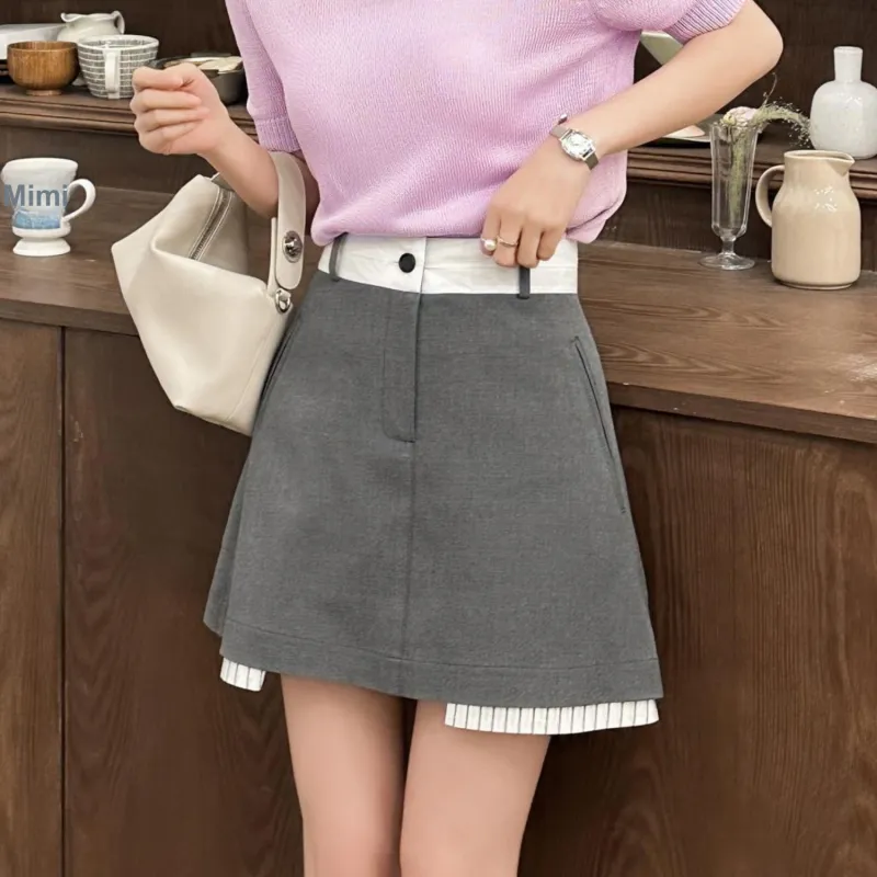 Fstudio Cropped Skirt Women's Gray-3