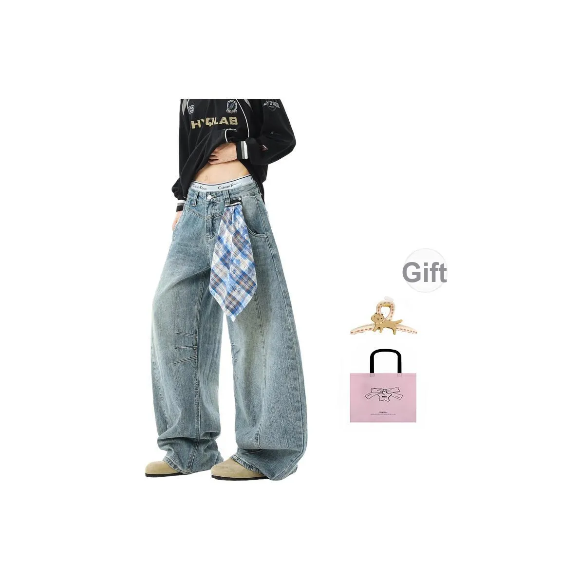 EVPGB Винтажные синие женские джинсы