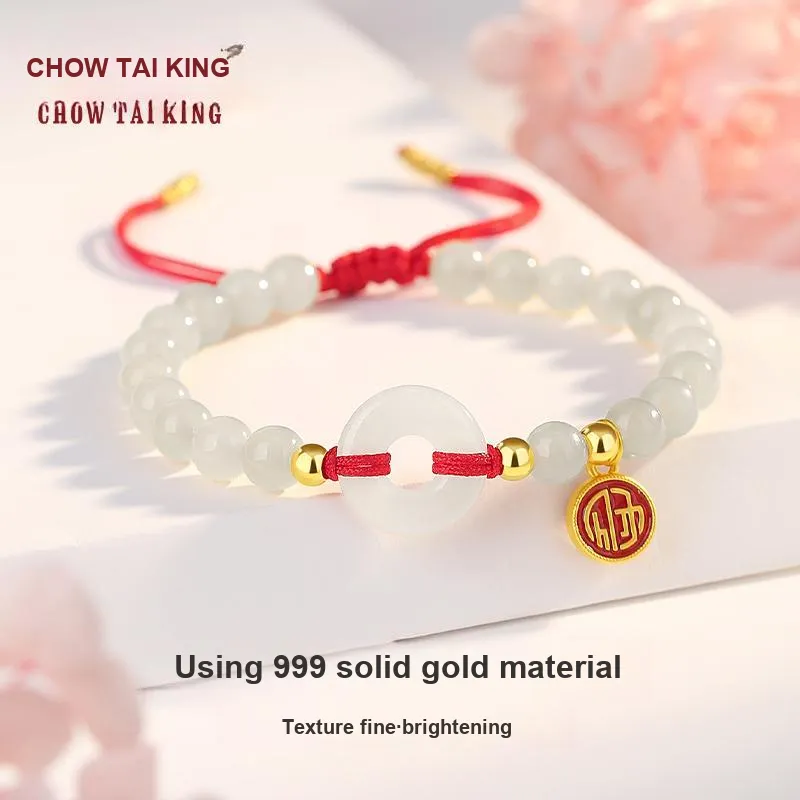 CHOW TAI KING Hetian Jade Bracelets White Jade/Pale Greenish White Jade Women's-5