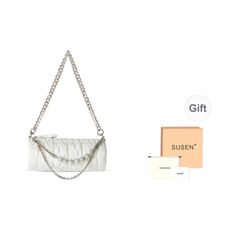 SUSEN Glossy Finish Down Jacket Fabric Shoulder Bag Women's-4