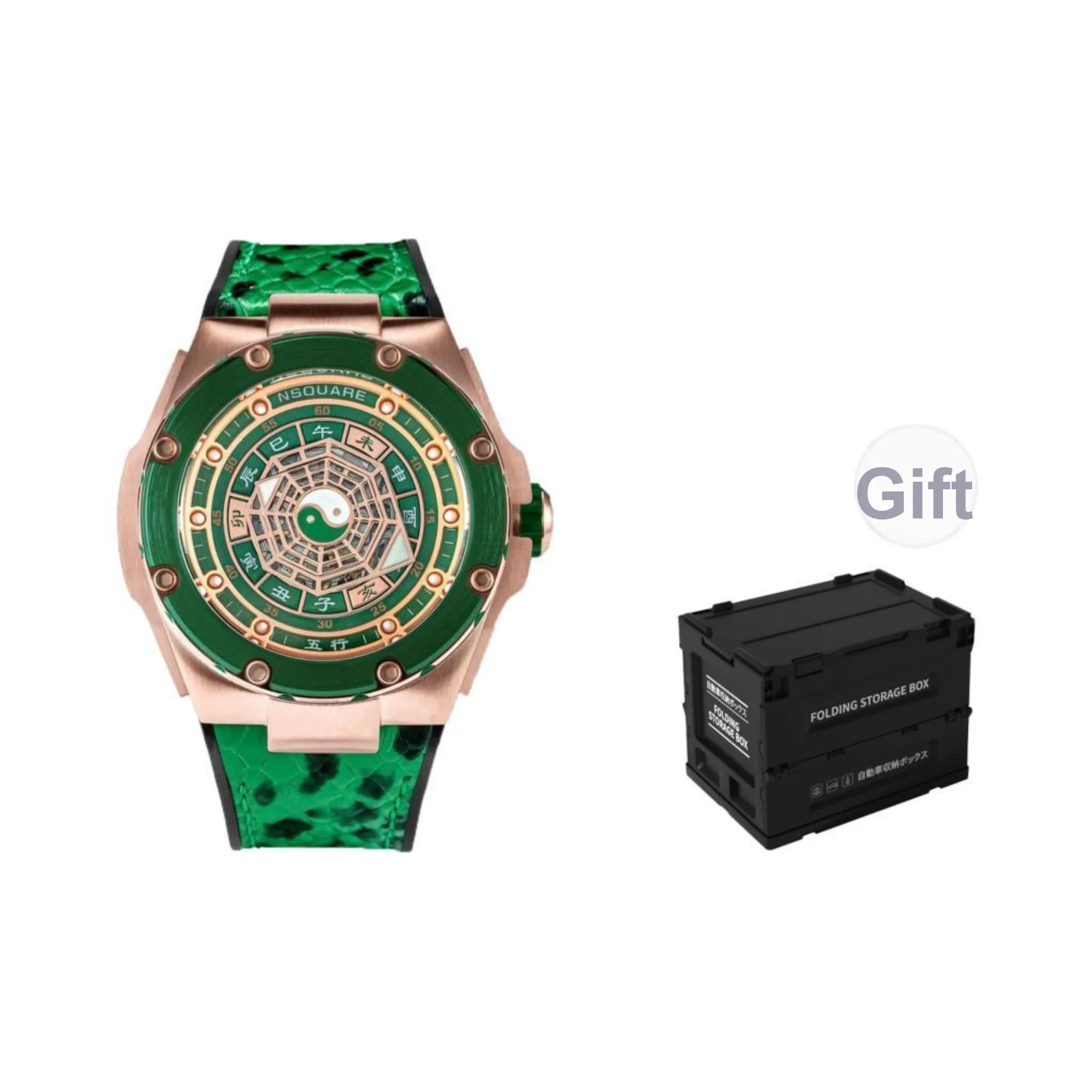NSQUARE Five Elements Collection Automatic Mechanical Movement Watch Men's Watches Green Dial