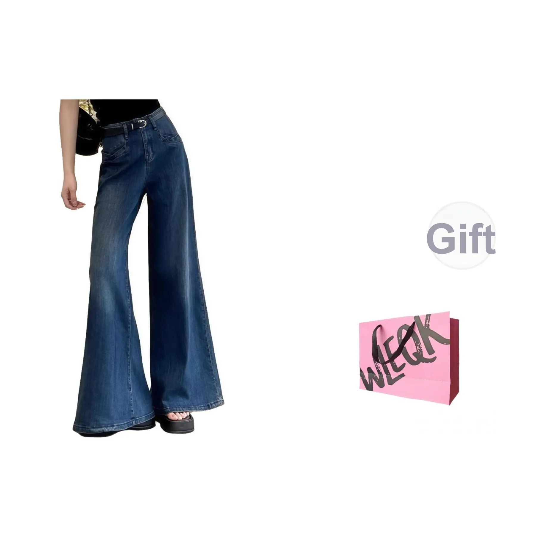 WLEQK Blue Women's Jeans WLEQK Синий Женские Джинсы