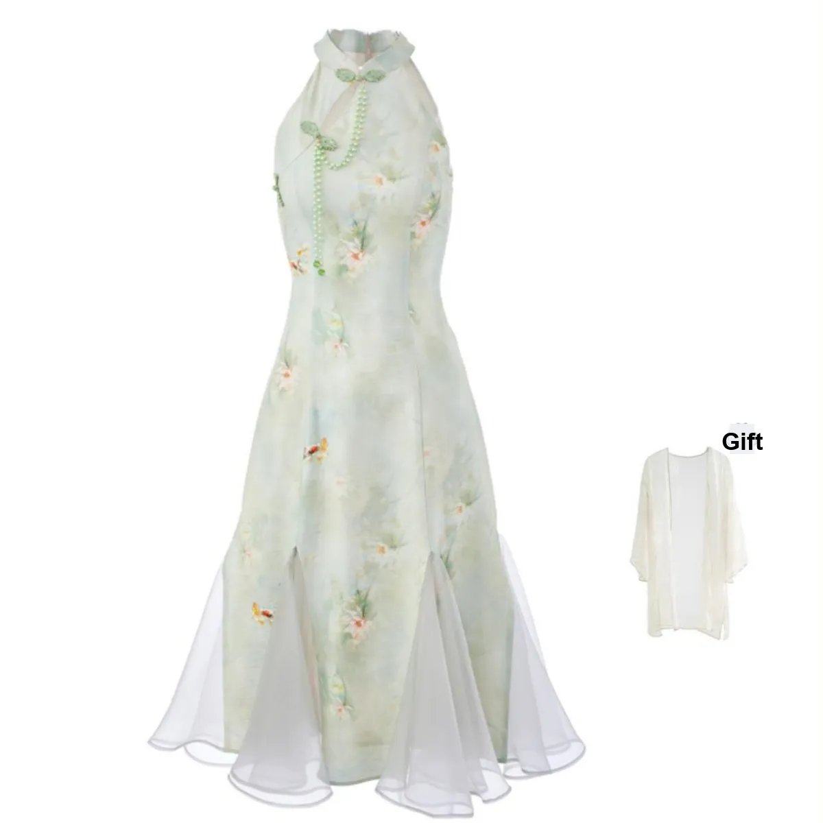 Blovelan Cheongsam Women's Ink Wash Blue