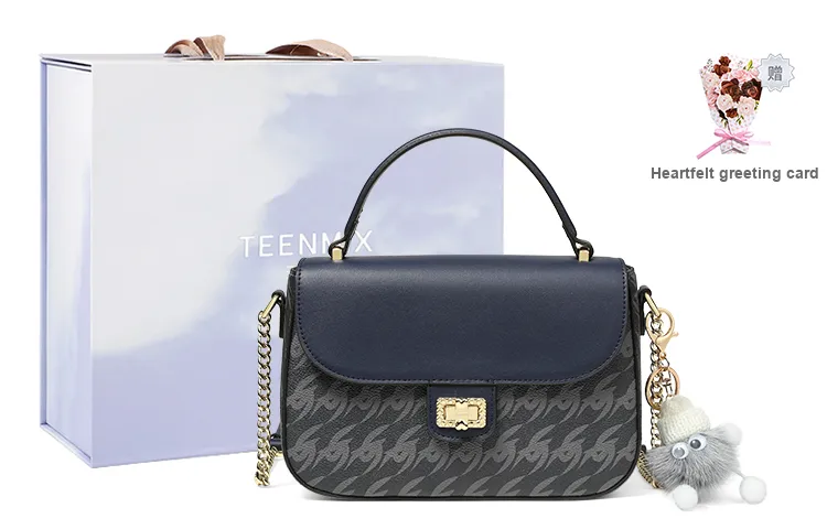 Teenmix PVC Handbag, Shoulder Bag, Crossbody Bag Medium Size Women's Dark Blue-0