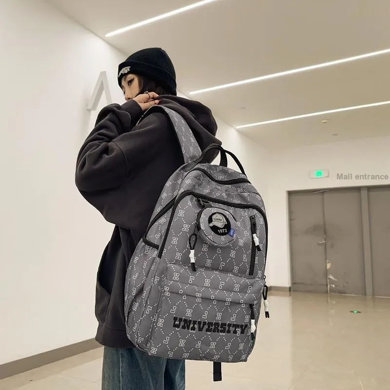 URBAN FOREST Nylon Backpack Unisex White/Gray/Black/Blue/Coffee-8