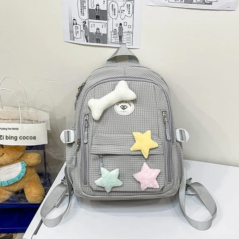 Yalu Nylon Backpack Women's White/Gray/Purple/Green/Yellow-3