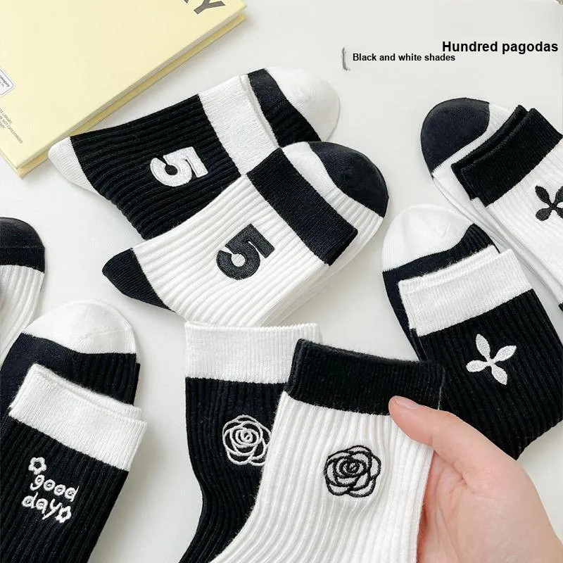 JIAZINI Mid Calf Socks Women's 4 Pack-44