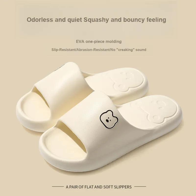Foot Recreation Summer Bear Home Indoor Bathing Slip Resistant Couple Squashy And Bouncy Feeling Slippers, Unisex-6