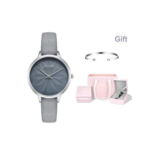 FEYERT Ice Flower Collection Кварцевый механизм Кожаный ремешок Часы Женские часы Белый циферблат