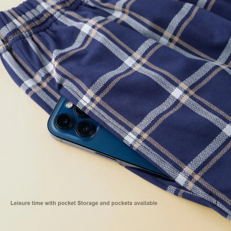 DV Pajama Set Men's Blue White Plaid-4