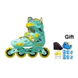 Elf Green Non-Reflective+Roller Skate Backpack+TLevel 7 Helmet Protective Gear 7-Piece Set