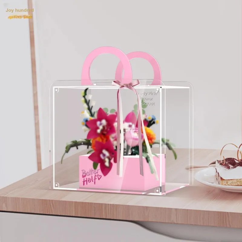 LIGHT YOUR BRICKS Compatibility Building Block 10342 Pink Bouquet Box Building Blocks Display Case Model Accessories-4