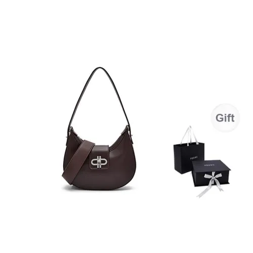 PEDRO 0GY Series Cow Leather Crescent MOTIF bag Handbag, Shoulder MOTIF bag Women's White/Dark Umber