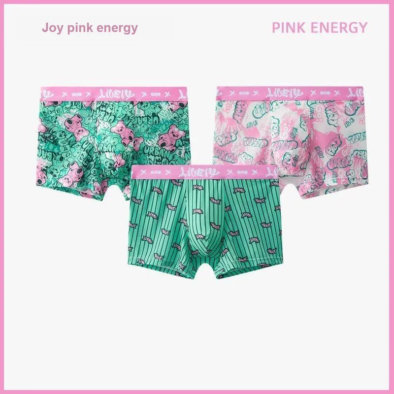 Qiao Ni Tong Underpants Men's 3 Pack Joyful Pink-1