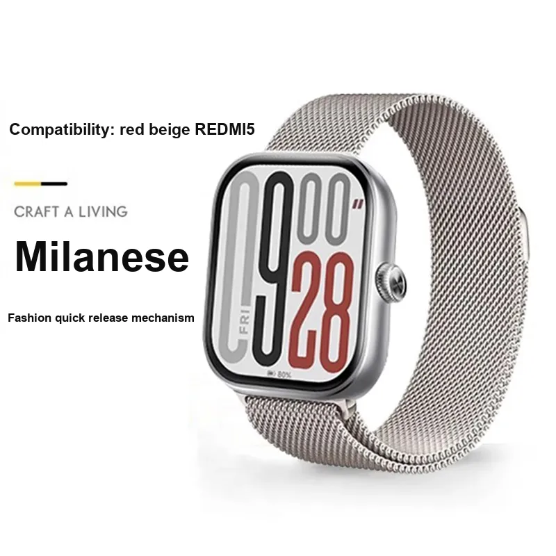 CHUANGYIDA Red Beige Compatibility Watch Band 145~230mm Metal-1
